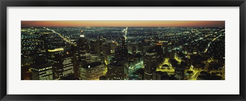 Framed High Angle View of Detroit at Night Print