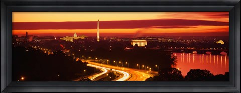 Framed Sunset, Aerial, Washington DC, District Of Columbia, USA Print