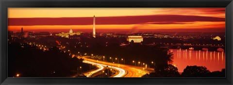Framed Sunset, Aerial, Washington DC, District Of Columbia, USA Print