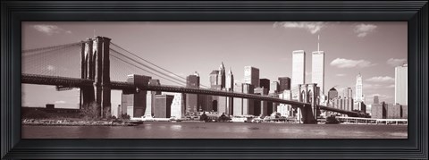 Framed Brooklyn Bridge, Hudson River, NYC, New York City, New York State, USA Print