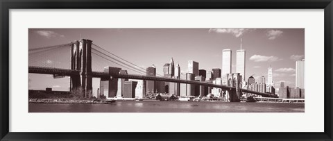 Framed Brooklyn Bridge, Hudson River, NYC, New York City, New York State, USA Print