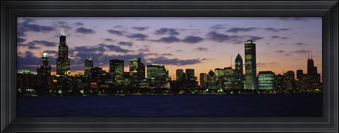 Framed Chicago Skyline at Dusk Print