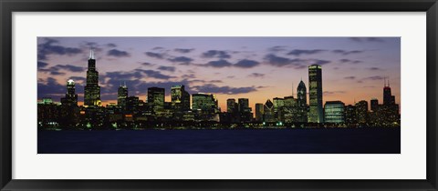 Framed Chicago Skyline at Dusk Print