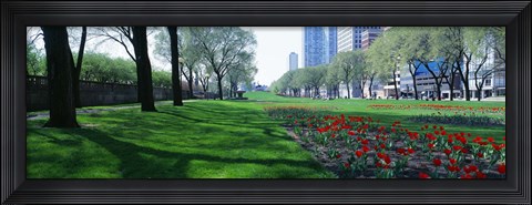 Framed Public Gardens, Loop, Cityscape, Grant Park, Chicago, Illinois, USA Print