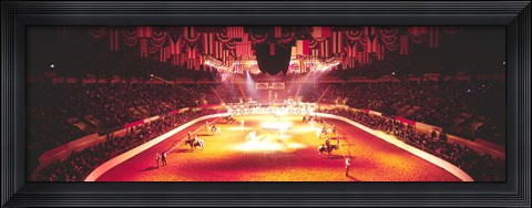 Framed Group of people performing with horses in a stadium, 100th Stock Show And Rodeo, Fort Worth, Texas, USA Print