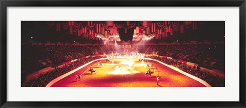 Framed Group of people performing with horses in a stadium, 100th Stock Show And Rodeo, Fort Worth, Texas, USA Print