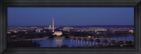 Framed Bridge Over A River, Washington Monument, Washington DC, District Of Columbia, USA Print