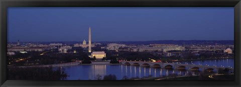 Framed Bridge Over A River, Washington Monument, Washington DC, District Of Columbia, USA Print