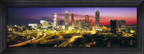 Framed Skyline, Evening, Dusk, Illuminated, Atlanta, Georgia, USA, Print