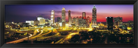 Framed Skyline, Evening, Dusk, Illuminated, Atlanta, Georgia, USA, Print