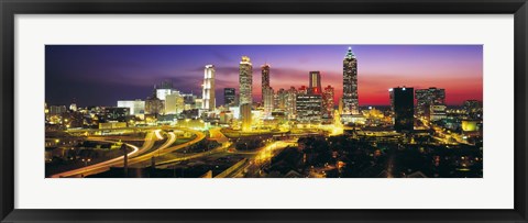 Framed Skyline, Evening, Dusk, Illuminated, Atlanta, Georgia, USA, Print