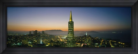Framed Transamerica Pyramid Lit Up at Dusk, San Francisco, California Print