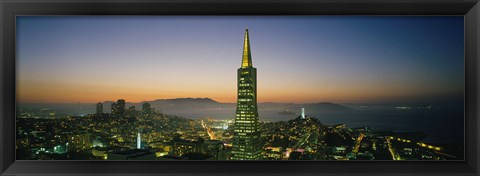 Framed Transamerica Pyramid Lit Up at Dusk, San Francisco, California Print