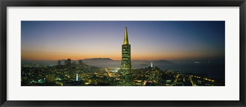 Framed Transamerica Pyramid Lit Up at Dusk, San Francisco, California Print