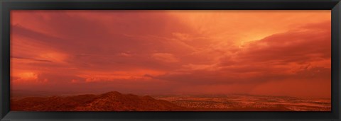 Framed Storm clouds over mountains at sunset, South Mountain Park, Phoenix, Arizona, USA Print