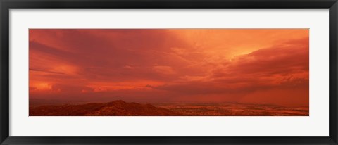 Framed Storm clouds over mountains at sunset, South Mountain Park, Phoenix, Arizona, USA Print