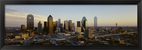 Framed High angle view of buildings in a city, Dallas, Texas, USA Print
