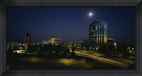Framed Buildings lit up at night, Sacramento, California, USA Print