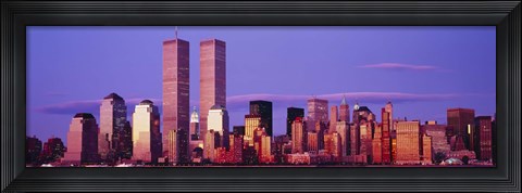 Framed Manhattan skyline with the Twin Towers, New York City, New York State, USA Print