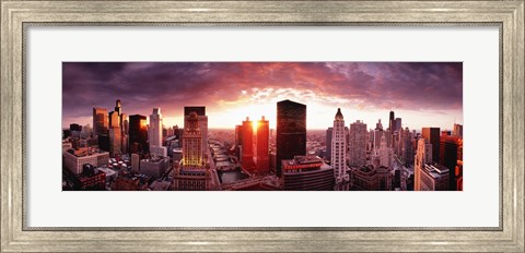 Framed Sunset River View, Chicago, IL Print
