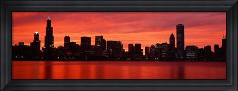 Framed Skyscrapers at the waterfront, Chicago, Illinois, USA Print