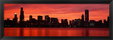 Framed Skyscrapers at the waterfront, Chicago, Illinois, USA Print