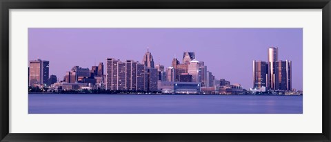 Framed USA, Michigan, Detroit, twilight Print