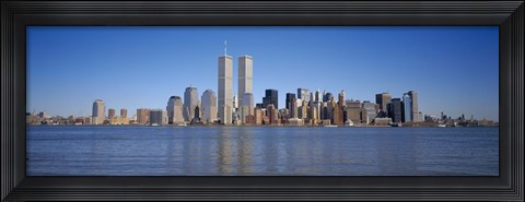 Framed Skyscrapers at the waterfront, World Trade Center, Lower Manhattan, Manhattan, New York City, New York State, USA Print