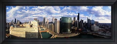 Framed Aerial View of Chicago and river Print
