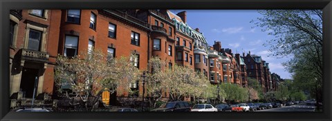 Framed Buildings in a street, Commonwealth Avenue, Boston, Suffolk County, Massachusetts, USA Print