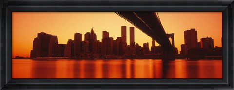Framed USA, New York, East River and Brooklyn Bridge Print
