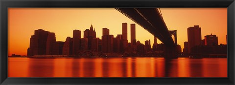 Framed USA, New York, East River and Brooklyn Bridge Print