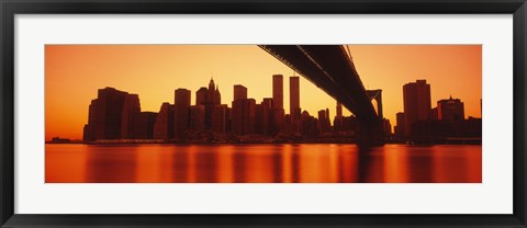 Framed USA, New York, East River and Brooklyn Bridge Print