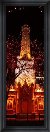 Framed Night, Old Water Tower, Chicago, Illinois, USA Print