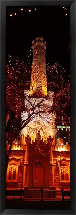Framed Night, Old Water Tower, Chicago, Illinois, USA Print