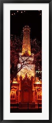 Framed Night, Old Water Tower, Chicago, Illinois, USA Print