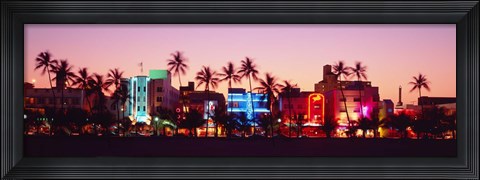 Framed Night, Ocean Drive, Miami Beach, Florida, USA Print
