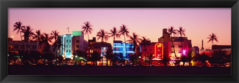 Framed Night, Ocean Drive, Miami Beach, Florida, USA Print