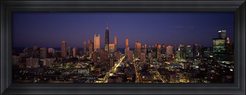 Framed Chicago Skyline at Night Print