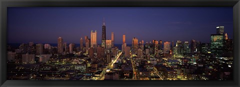 Framed Chicago Skyline at Night Print