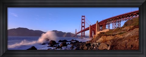 Framed Bridge across the bay, San Francisco Bay, Golden Gate Bridge, San Francisco, Marin County, California, USA Print