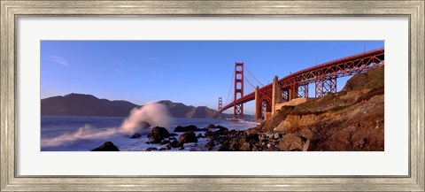 Framed Bridge across the bay, San Francisco Bay, Golden Gate Bridge, San Francisco, Marin County, California, USA Print