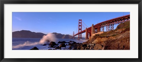 Framed Bridge across the bay, San Francisco Bay, Golden Gate Bridge, San Francisco, Marin County, California, USA Print