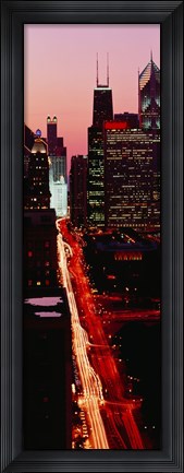 Framed Sunset Aerial Michigan Avenue Chicago IL USA Print