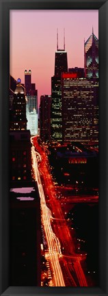 Framed Sunset Aerial Michigan Avenue Chicago IL USA Print