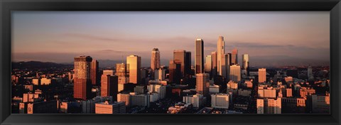 Framed Skyline At Dusk, Los Angeles, California, USA Print