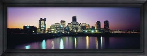 Framed Buildings lit up at dusk, Boston, Suffolk County, Massachusetts, USA Print