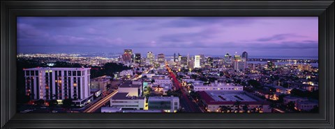 Framed San Diego Skyline at dusk Print