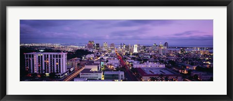 Framed San Diego Skyline at dusk Print