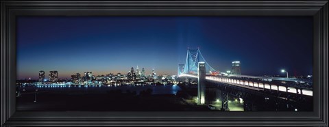 Framed Bridge across a river, Delaware Memorial Bridge, Delaware River, Philadelphia, Philadelphia County, Pennsylvania, USA Print